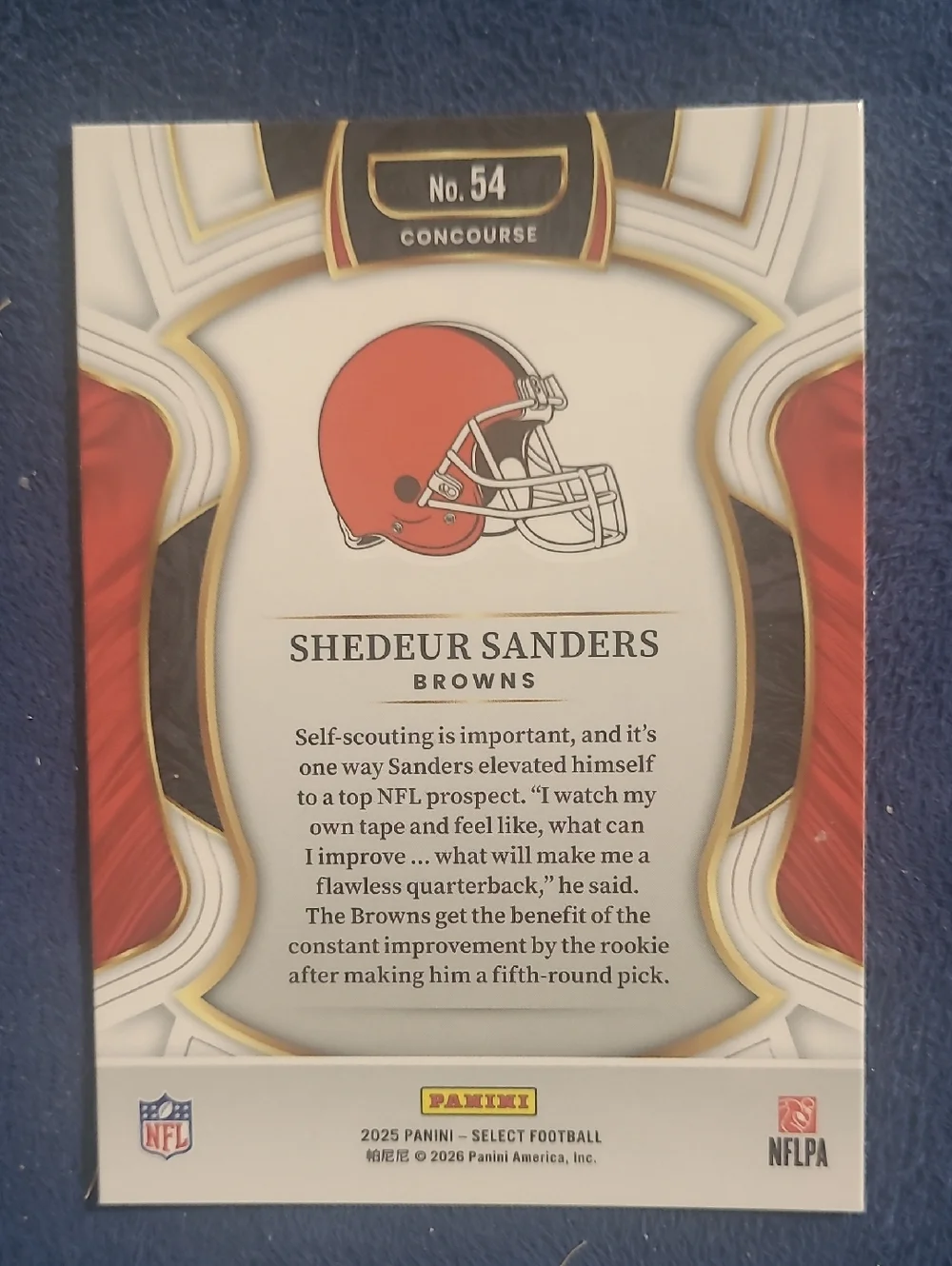 Select Rookie Shedeur Sanders NFL Trading Card - Browns - 2025 Select - Picture 2 of 2